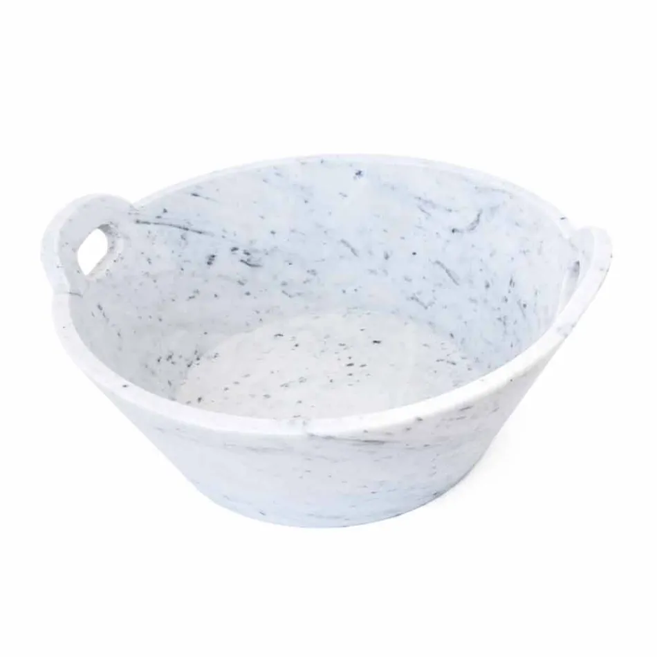 Korg i vit Carrara-marmor av italiensk lyxig design - Tinozzo Viadurini