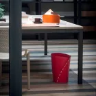 Läderavfallspapperskorg för Servus kontor, handgjord i Italien Viadurini