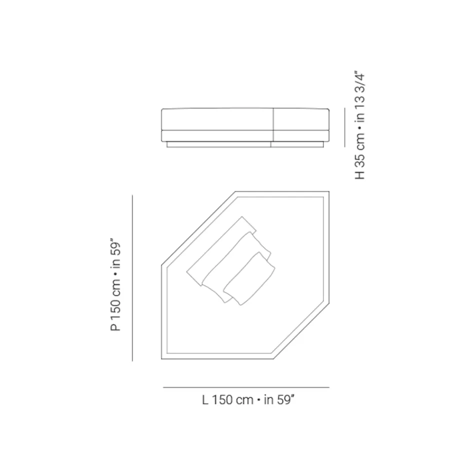 Trädgårdsschäslong hörn i tyg Made in Italy - Rubik Viadurini