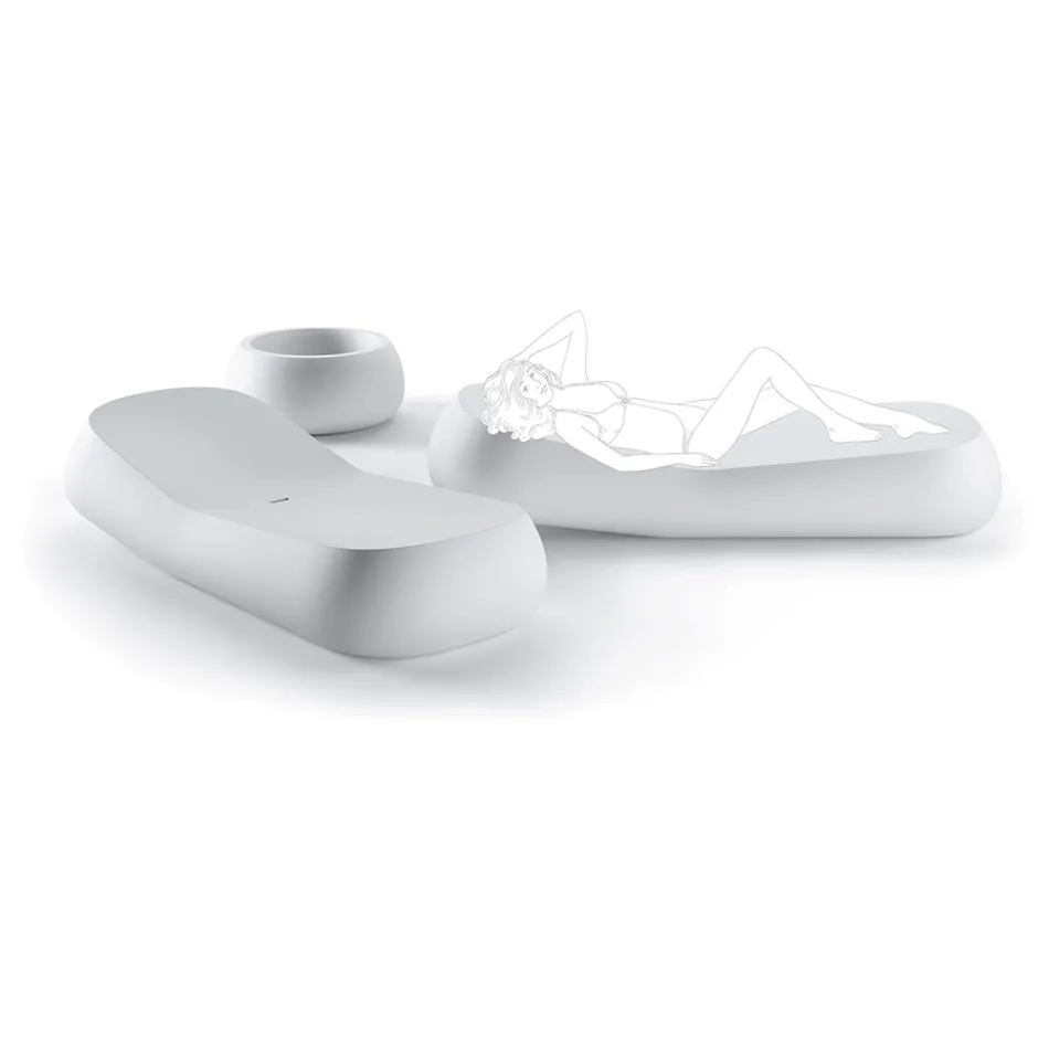 Design utomhus schäslong i vit polyeten Tillverkad i Italien - Ervin Viadurini