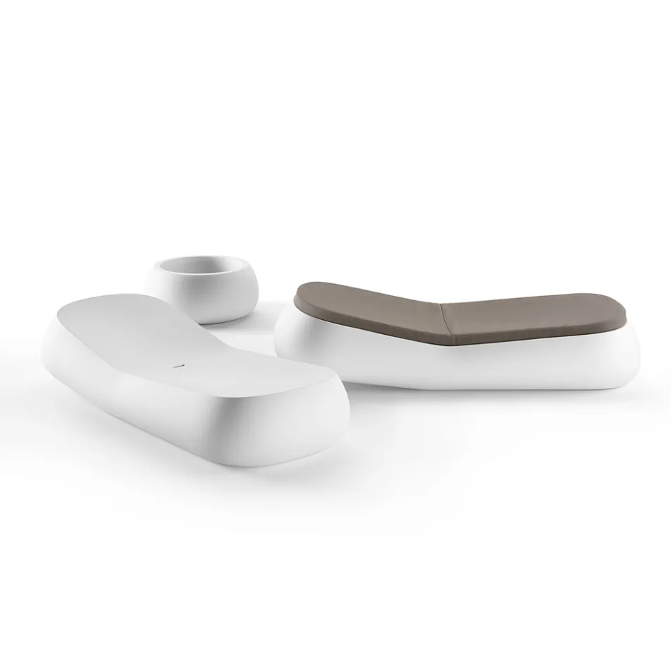 Design utomhus schäslong i vit polyeten Tillverkad i Italien - Ervin Viadurini