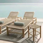 Utanför schäslong i teakgrenar och syntetisk fibervävning - Tecno Viadurini