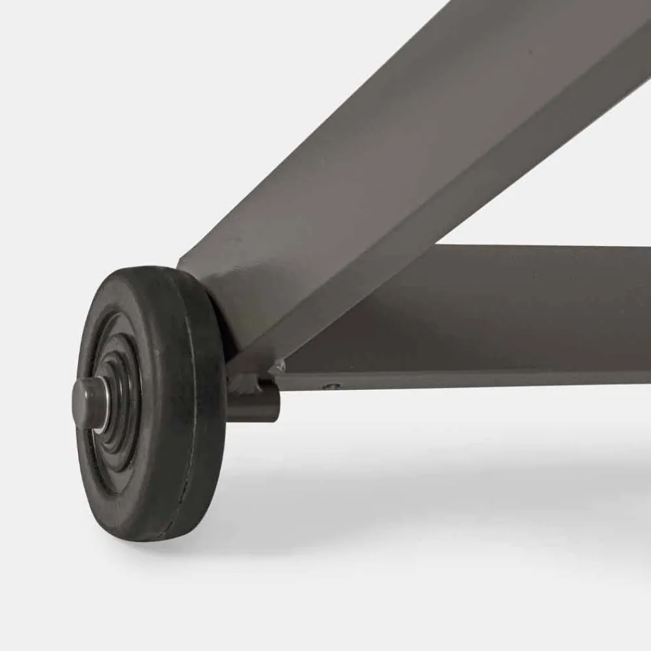 Utanför schäslong i textilin och aluminium med hjul, 4 delar - Babilonia Viadurini