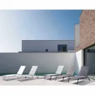 Utanför schäslong i textilin och aluminium med hjul, 4 delar - Babilonia Viadurini