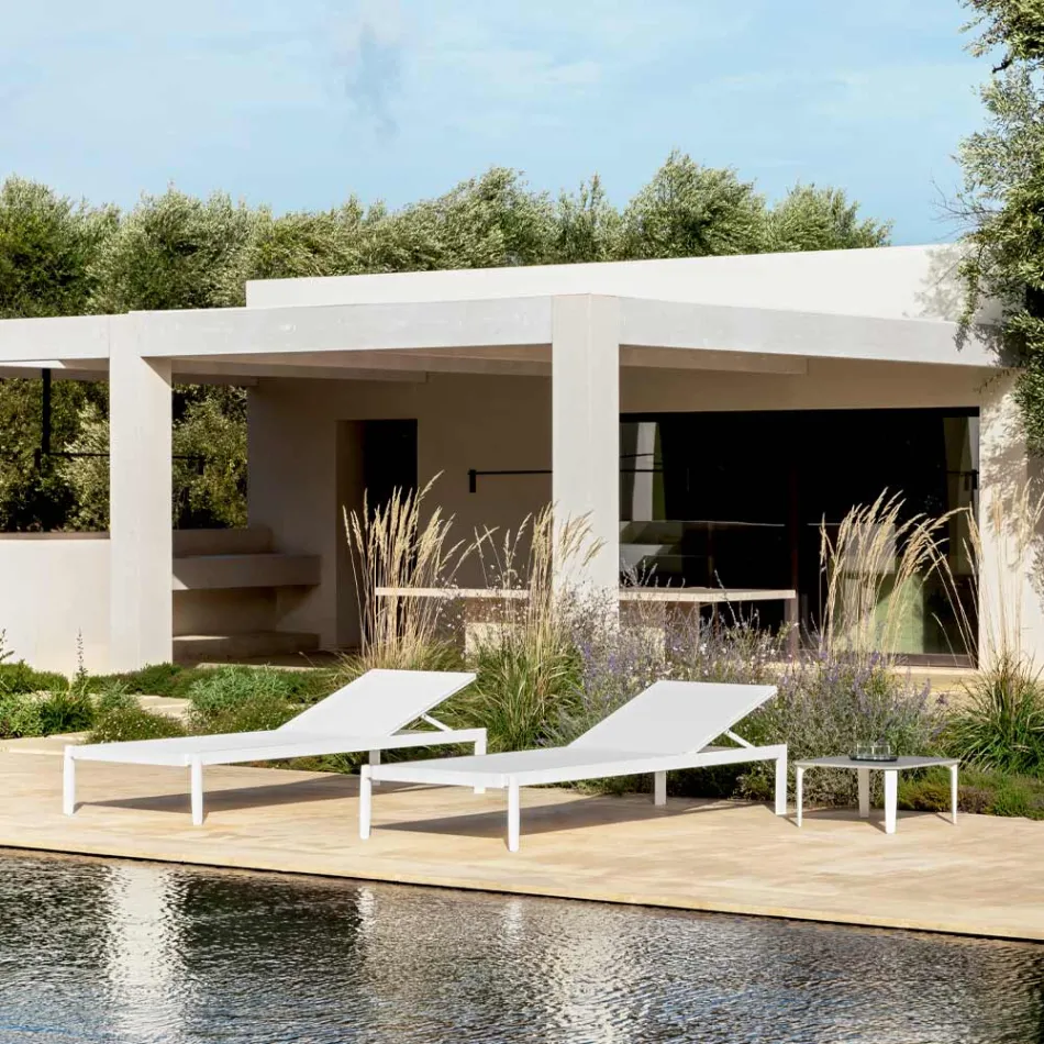 Trädgårdsschäslong med eller utan högkvalitativ madrass - Filomenalet Viadurini