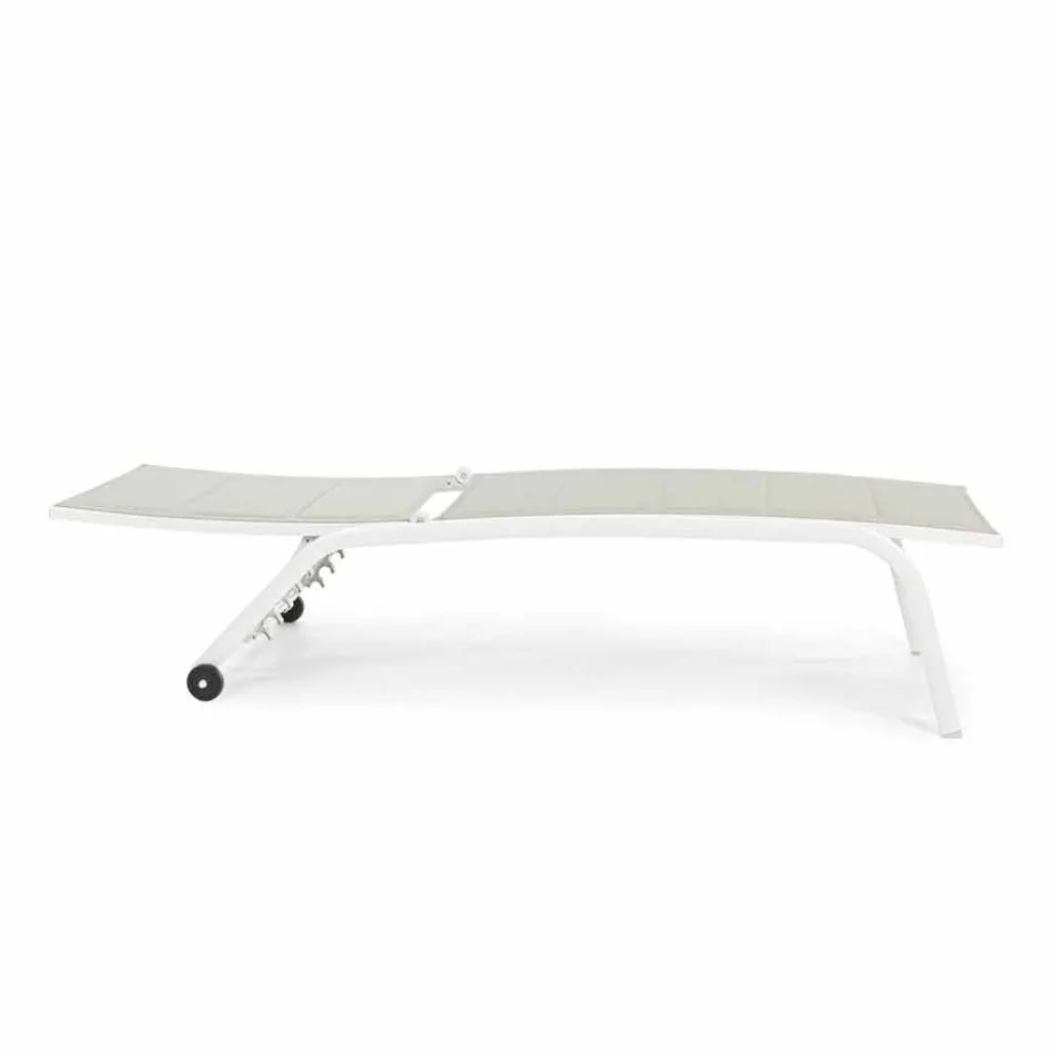 Trädgårdsschäslong med hjul och lutande ryggstöd, 4 delar - Babilonia Viadurini