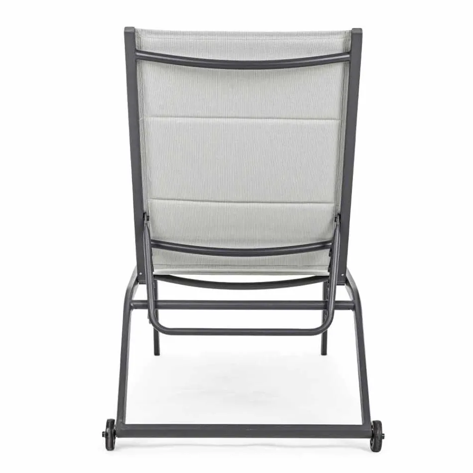 Trädgårdsschäslong med hjul och lutande ryggstöd, 4 delar - Babilonia Viadurini