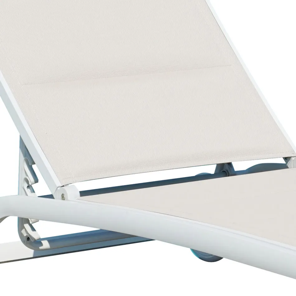 Trädgårdsschäslong i aluminium med sits i textilen - Zohra Viadurini