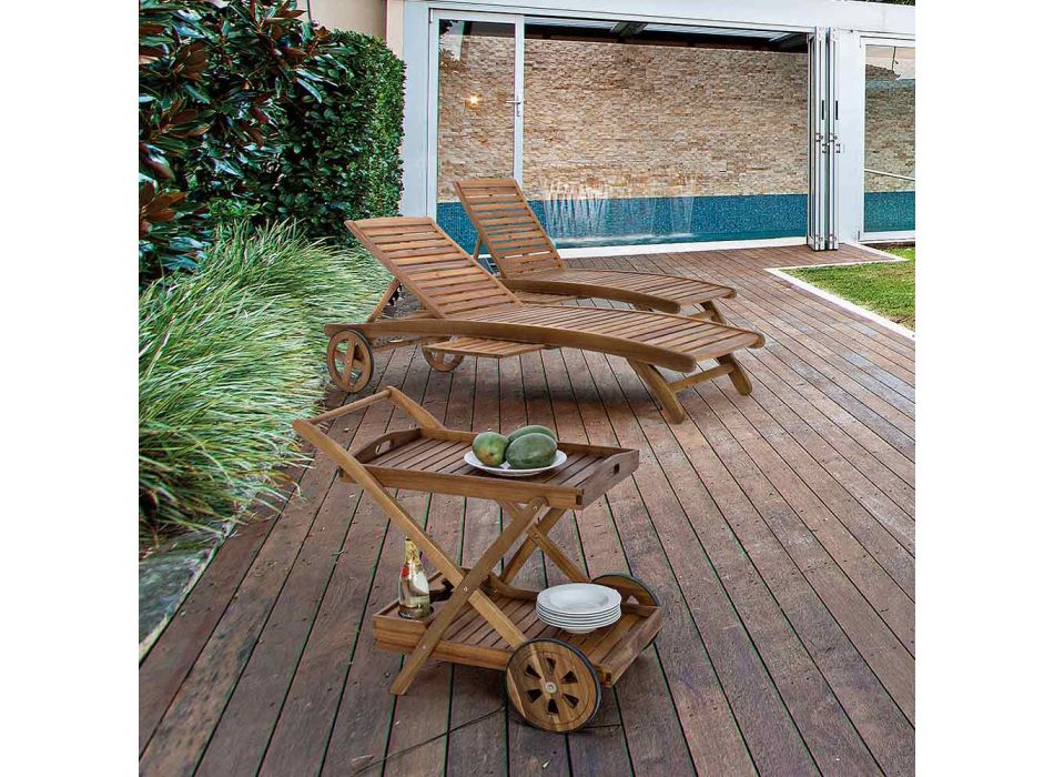 Trädgårdsschäslong med designhjul för utomhusbruk - Roxen Viadurini