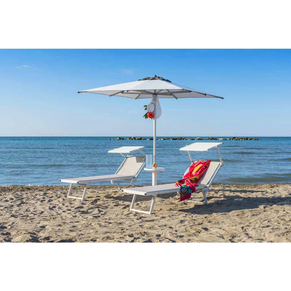 Modern trädgårdschaiselong med parasoll och lutande ryggstöd - Arnold Viadurini