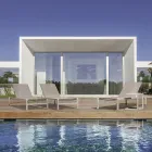 Liggande trädgårdsschäslong i aluminium, Homemotion, 4 delar - Lester Viadurini