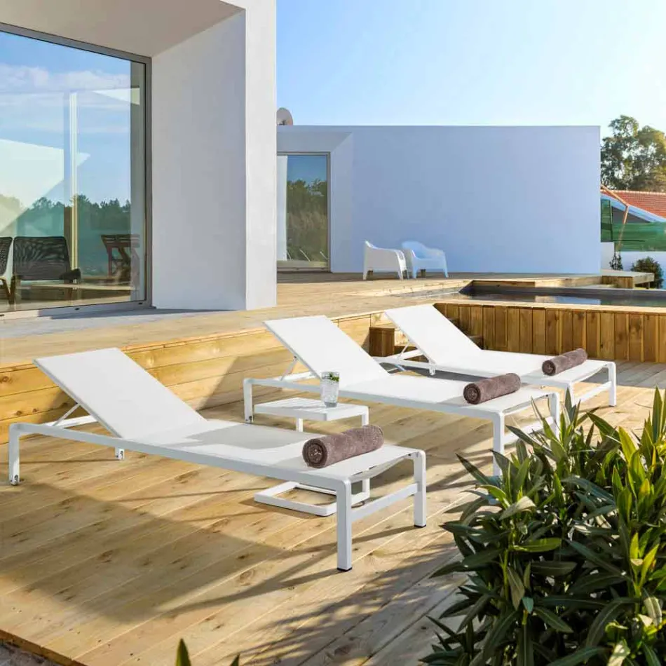 Homemotion Aluminium liggande trädgård schäslong, 4 delar - Lester Viadurini
