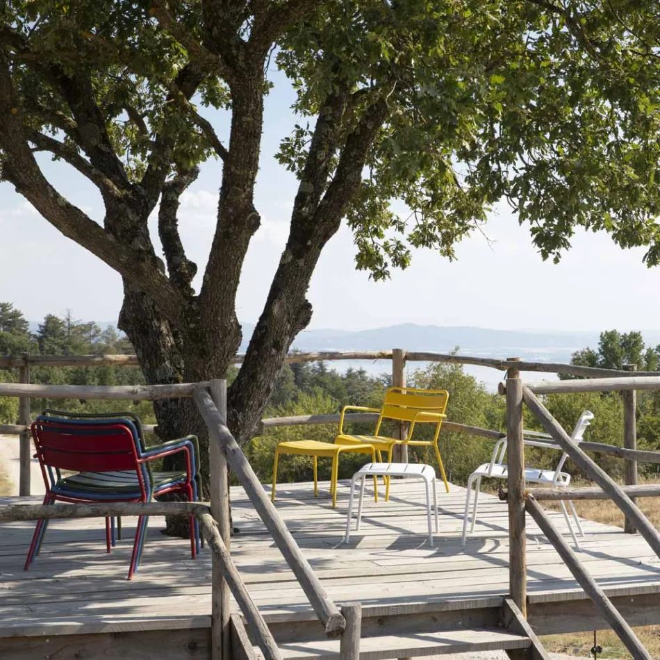 Utomhus schäslong med fotstöd i metall Tillverkad i Italien - Amina Viadurini