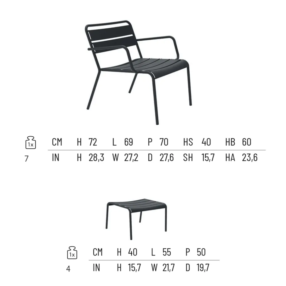 Utomhus schäslong med fotstöd i metall Tillverkad i Italien - Amina Viadurini