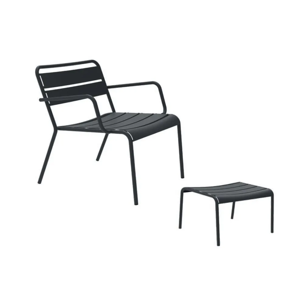 Utomhus schäslong med fotstöd i metall Tillverkad i Italien - Amina Viadurini