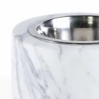 Hundar och katter skål i vit Carrara marmor tillverkad i Italien - Ciotta Viadurini