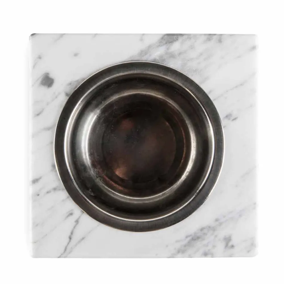 Hundar och katter skål i vit Carrara marmor tillverkad i Italien - Ciotta Viadurini