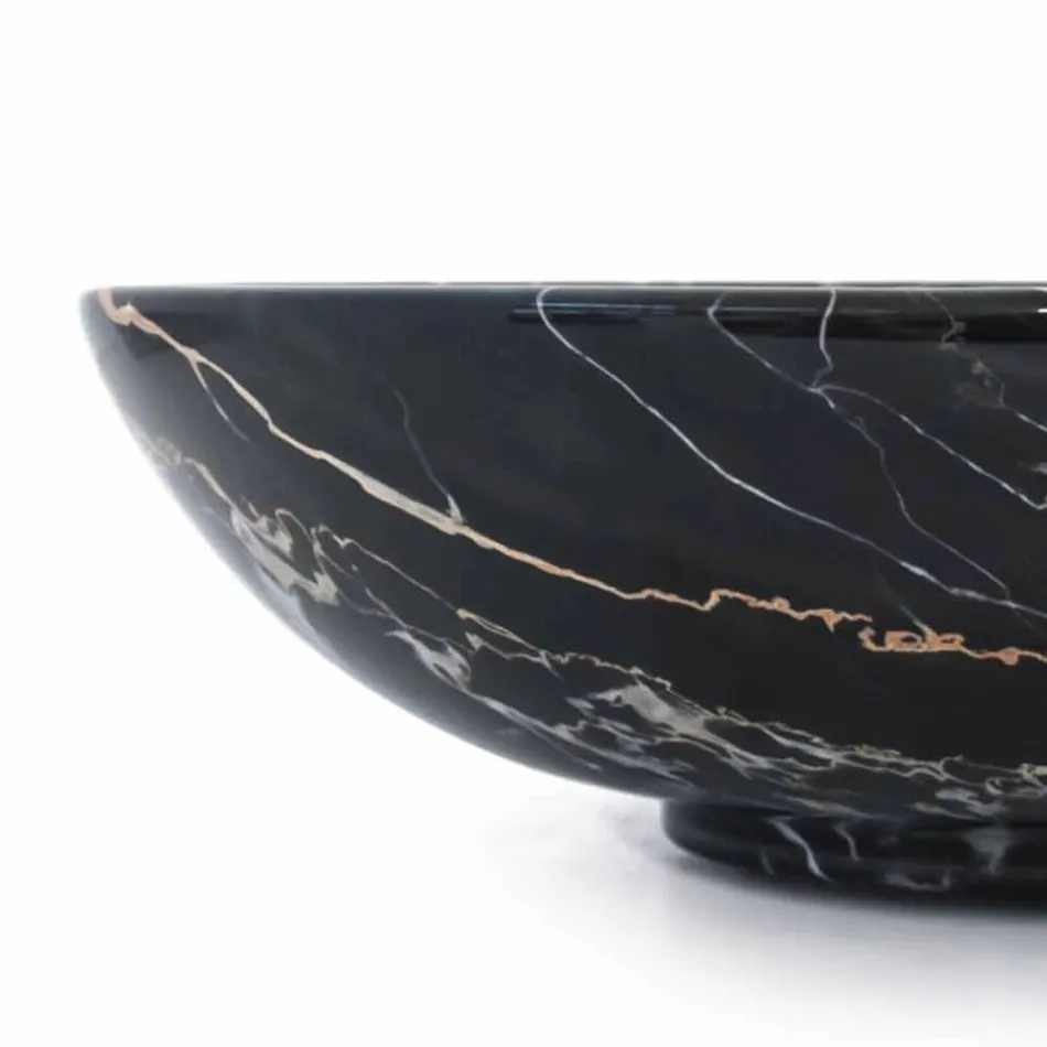 Stor rund skål i Portoro eller Paonazzo Marble tillverkad i Italien - Glazer Viadurini