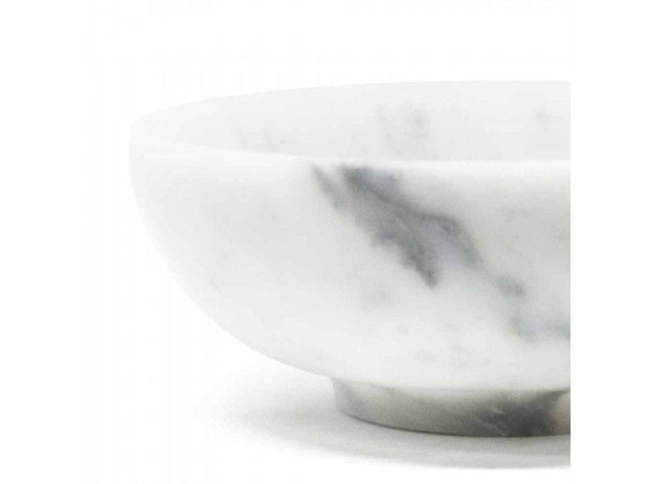 Rund skål i vit vit Carrara-marmor tillverkad i Italien - Delly Viadurini
