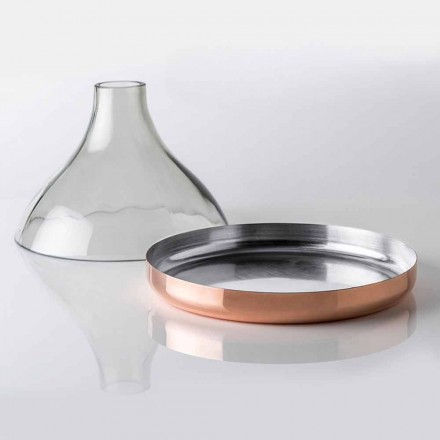 Glas Cloche med kopparpanna 2 delar Modern lyxdesign - Doriana Viadurini