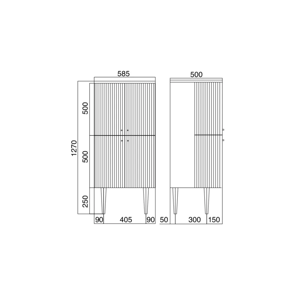 Kolumn med fyra dörrar med Cannetté-bearbetning Made in Italy - Godis Viadurini