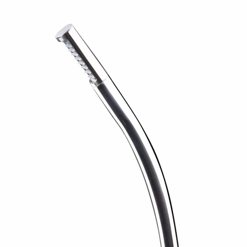 Utomhus duschpelare i stål med inbyggt duschhuvud tillverkat i Italien - Yuki Viadurini