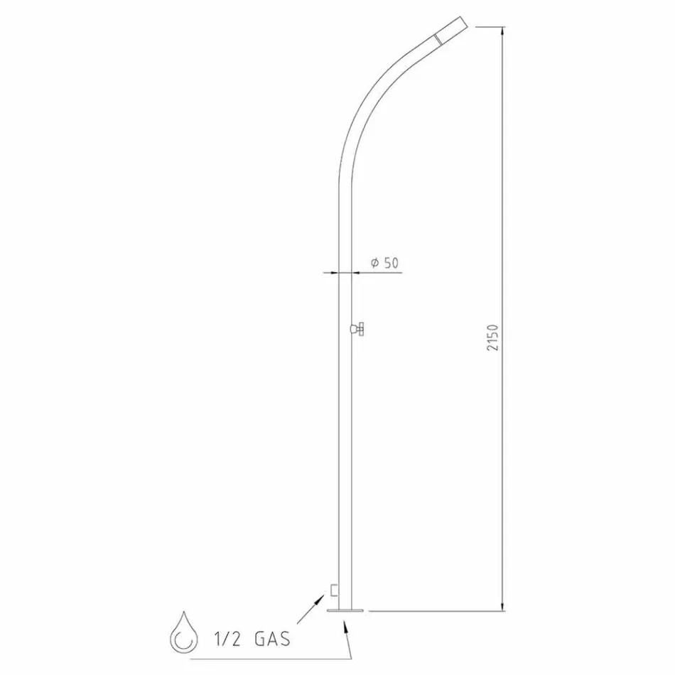 Utomhus duschpelare i stål med inbyggt duschhuvud tillverkat i Italien - Yuki Viadurini