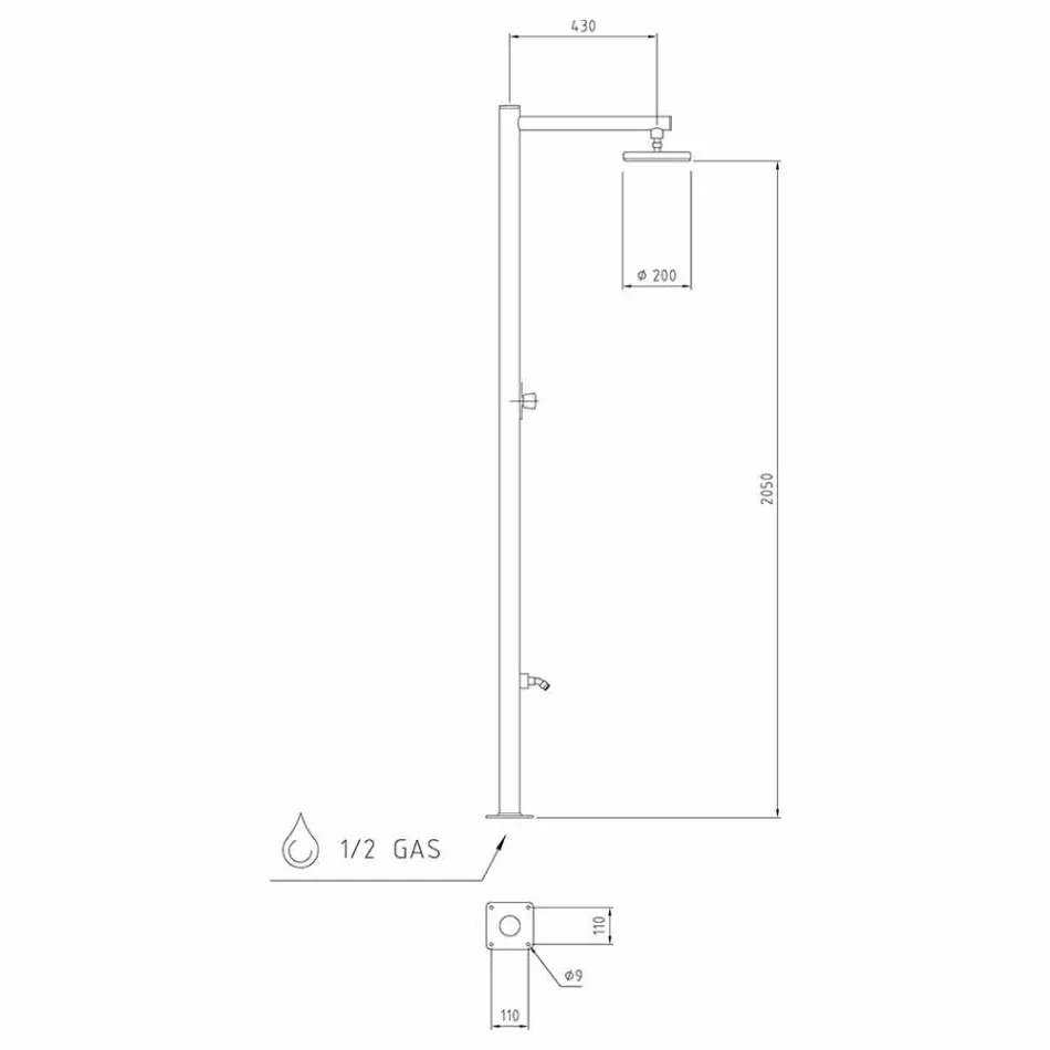 Trädgårdsduschpelare i förkromat rostfritt stål Tillverkad i Italien - Modeo Viadurini