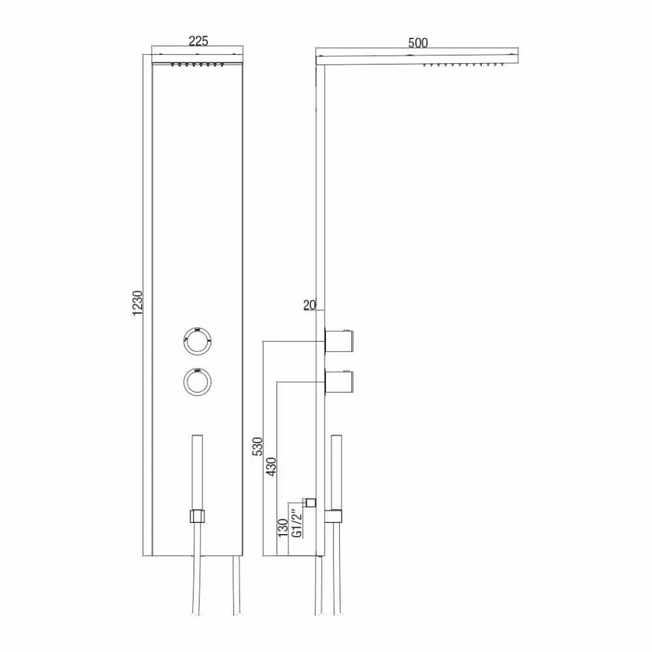 Termostatisk väggduschpelare i förkromat rostfritt stål Tillverkad i Italien - Pampo Viadurini