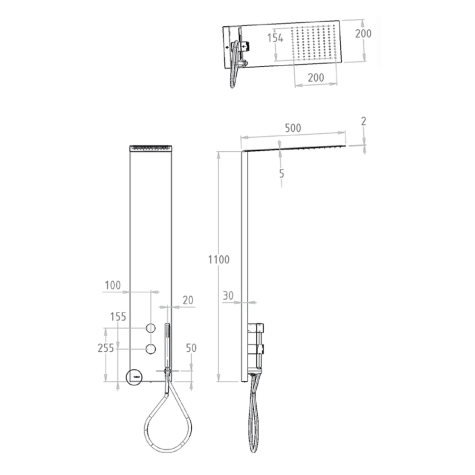 Duschpelare i stål med regnduschhuvud Tillverkad i Italien - Sailor Viadurini