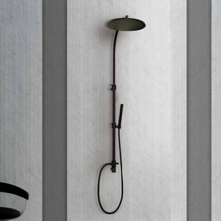 Mässing duschkolonn med rund stål duschhuvud Tillverkad i Italien - Kennedy Viadurini