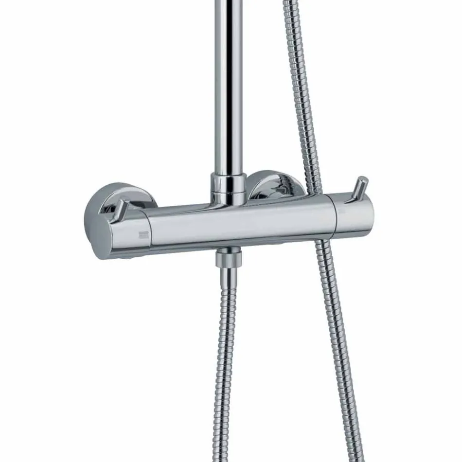 Duschpelare i förkromad mässing med flexibel slang och handdusch tillverkad i Italien - Griso Viadurini