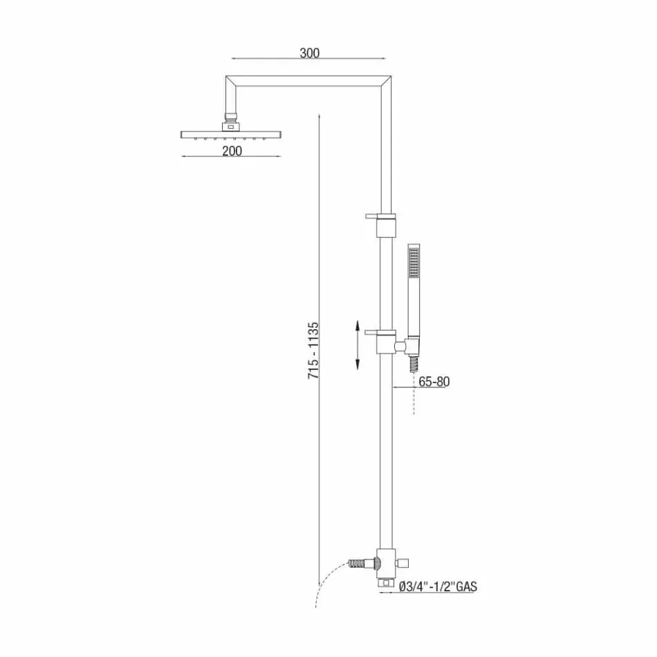 Duschpelare i förkromad mässing med duschhuvud och flexibel slang Made in Italy - Cunio Viadurini