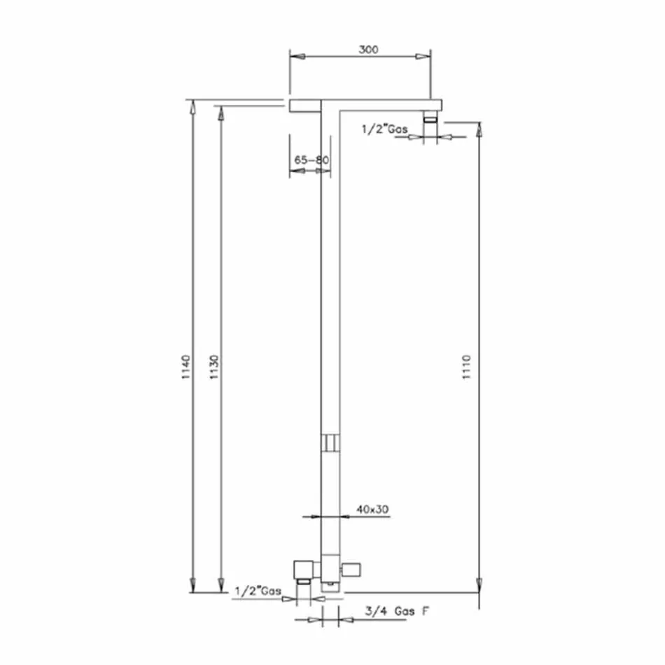 Duschpelare i förkromad mässing med duschhuvud av stål Made in Italy - Marlo Viadurini