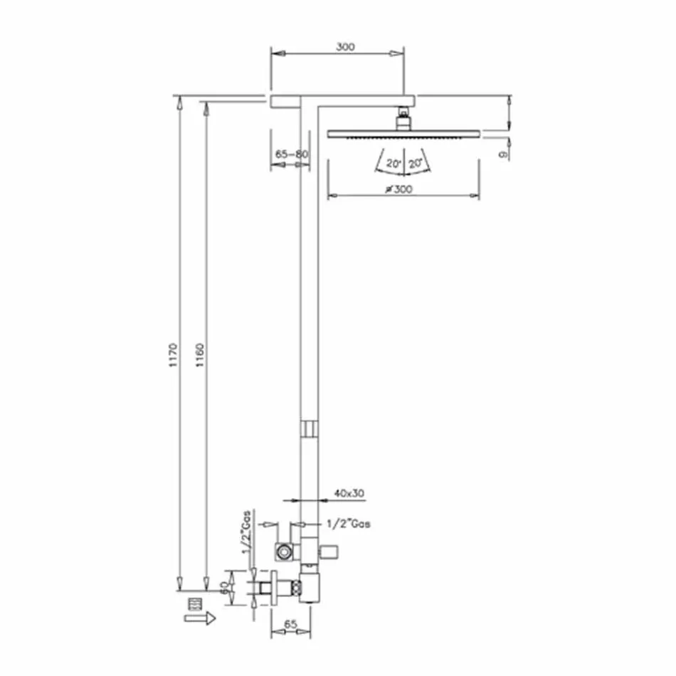 Duschpelare i förkromad mässing med duschhuvud av stål Made in Italy - Marlo Viadurini