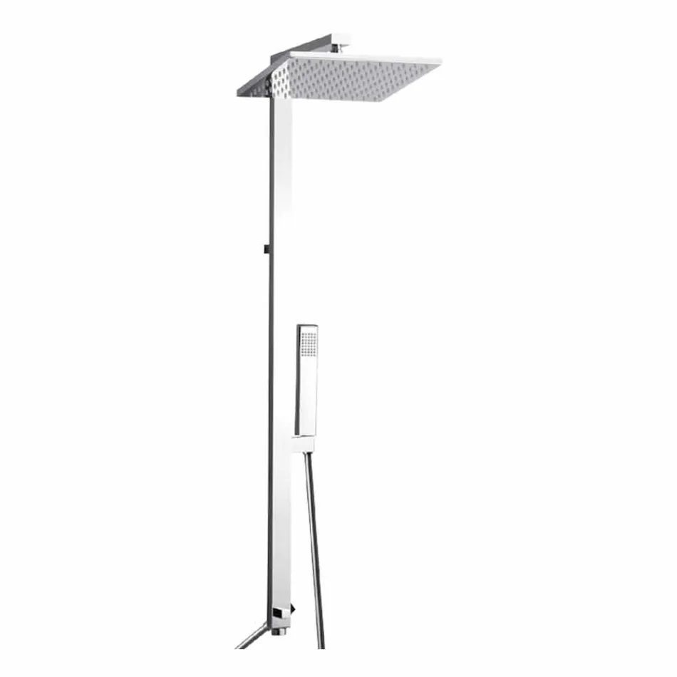 Duschpelare i förkromad mässing med duschhuvud av stål Made in Italy - Marlo Viadurini