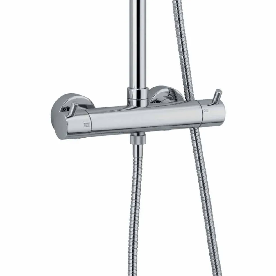 Duschpelare i förkromad mässing med fyrkantigt duschhuvud Tillverkad i Italien - Griso Viadurini