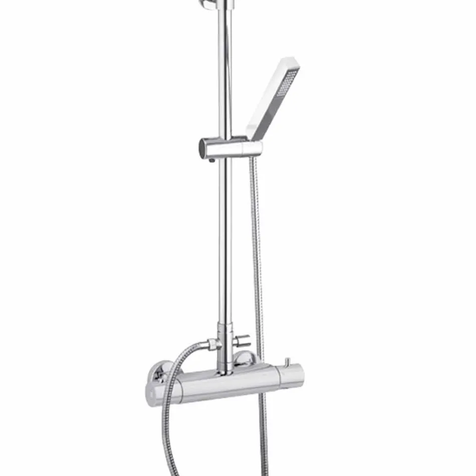 Duschpelare i förkromad mässing med fyrkantigt duschhuvud Made in Italy - Studio Viadurini