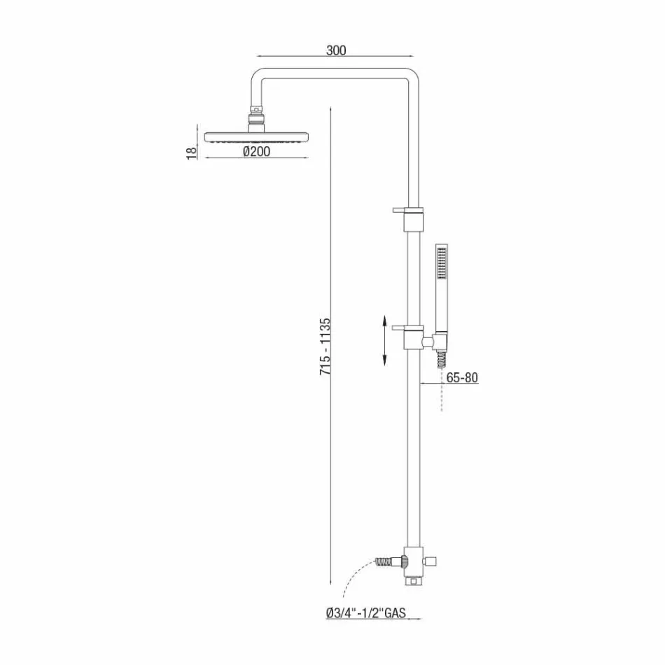 Teleskopisk och justerbar duschkolonn av mässing i krom Tillverkad i Italien - Naspo Viadurini