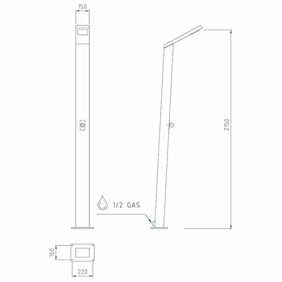Utomhus solduschkolonn i rostfritt stål tillverkad i Italien - Werner Viadurini