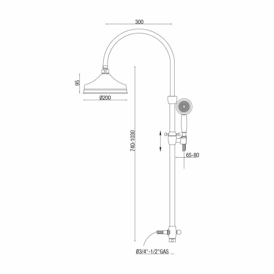 Teleskopisk duschpelare i mässing Klassisk design Tillverkad i Italien - Nesto Viadurini