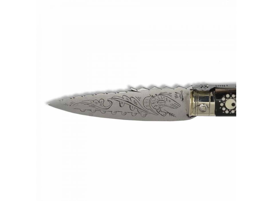 Antik handgjord kärlekskniv i horn och stål tillverkad i Italien - Amour Viadurini