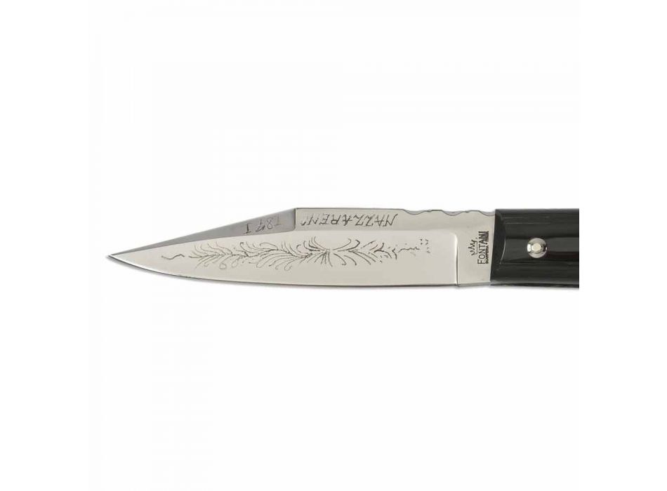 Nazzareno kniv med Buffalo Horn handtag Made in Italy - Nazzario Viadurini