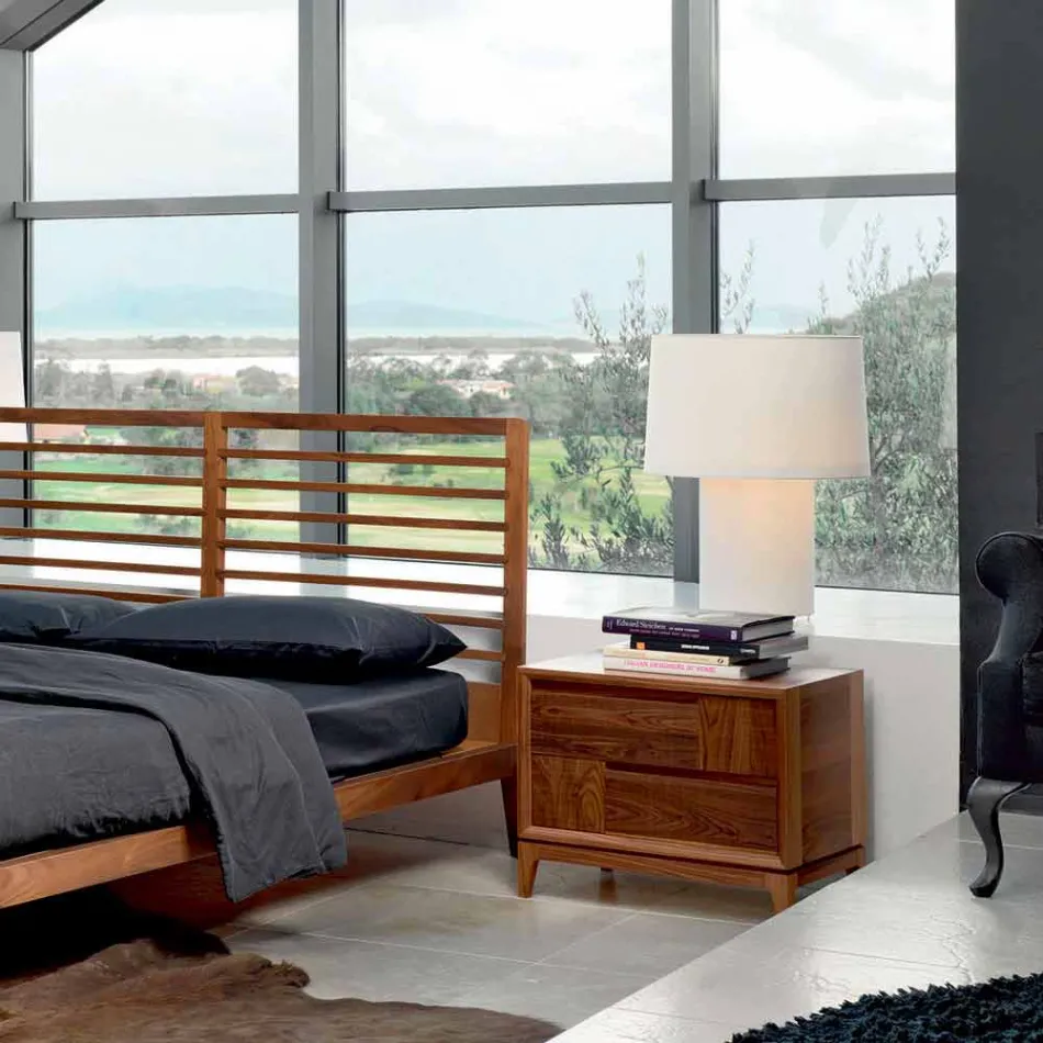 Dresser 2 trälådor modern design massiv valnöt, Nino Viadurini