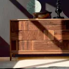 Dresser 3 lådor modern design i massiv valnöt, Nino Viadurini