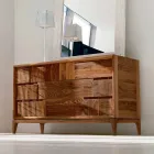 Dresser 3 lådor modern design i massiv valnöt, Nino Viadurini