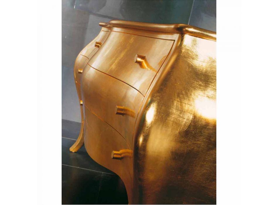 Dresser 3 trälådor Solid Gold design, tillverkad i Italien, Giotto Viadurini