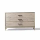 Dresser 3 lådor valnöt modern design, L 131 x B 55 x H 80 cm, Sandro Viadurini