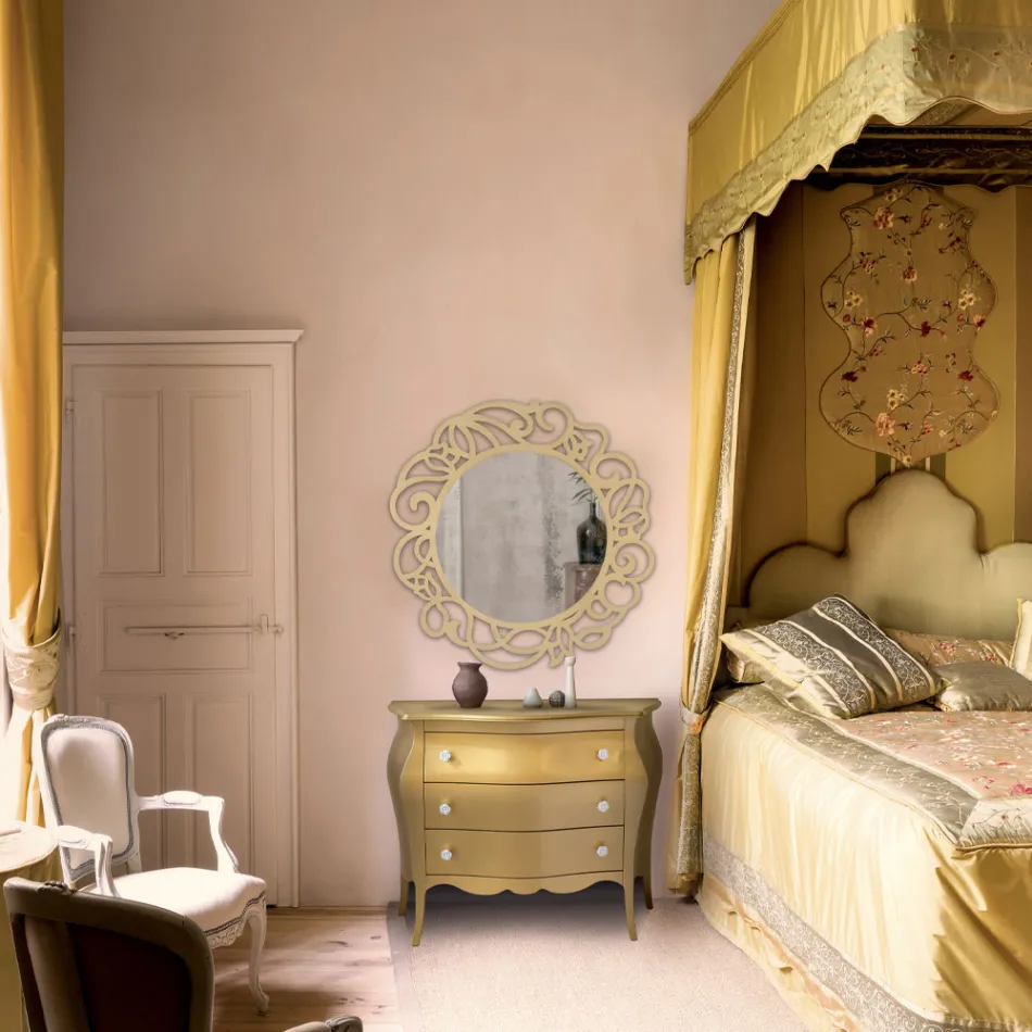 Rundad byrå med 3 lådor i olika ytbehandlingar Made in Italy - Gamad Viadurini