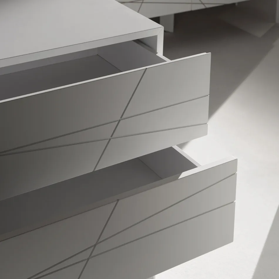 Byrå med 3 lådor i målad träspånskiva - Gemelli Viadurini